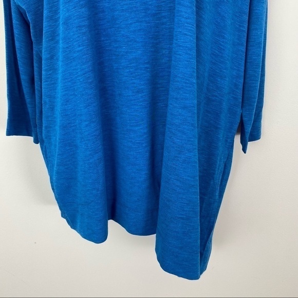 LOGO LORI GOLDSTEIN Blue Drop Shoulder 3/4 Sleeve Lightweight Knit Top Medium - Picture 4 of 7